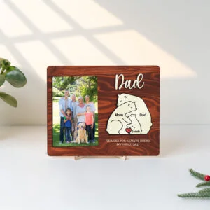 Custom Wooden Bear Family Puzzle Frame - Gift for Dad Photo Frame FD15
