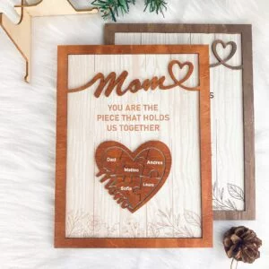 Custom mother’s day puzzle sign, mom you are the piece that holds us together AMD17