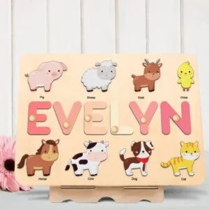 Farm animal name puzzle, Animal farm toy, Barnyard name puzzle